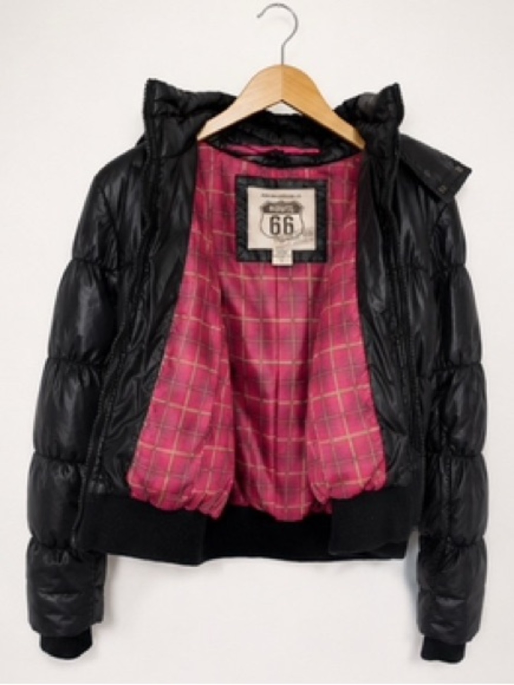 Route 66 Black Outer Shell with Pink Plaid Lining